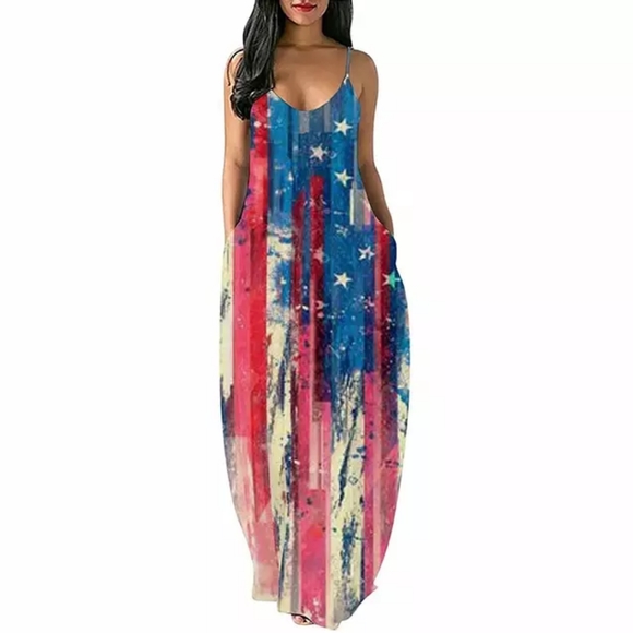 Granny Gems Dresses & Skirts - 🔥$5 HP❤️ Vintage American Flag Maxi Dress 🔥$5